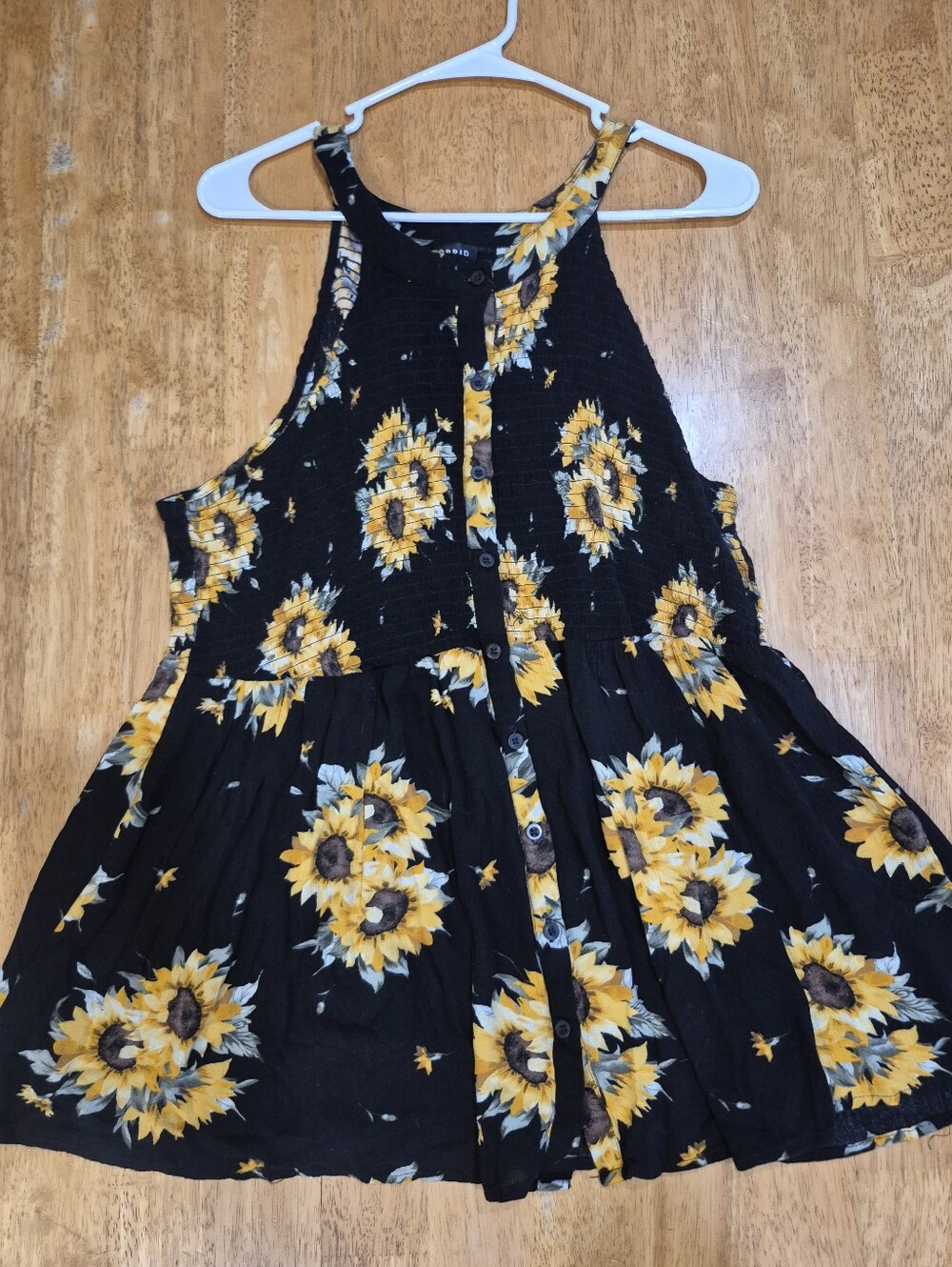 EUC Torrid Sunflower Smocked Baby Doll Sleeveless Tank Top Blouse